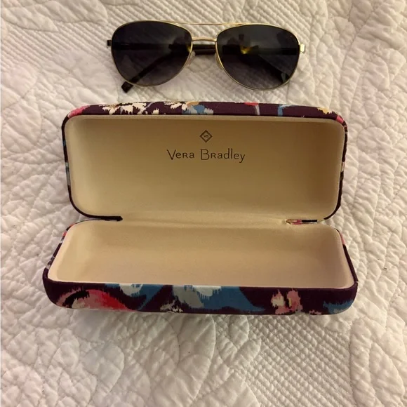 Vera Bradley Gold Aviator Sunglasses in matching case Sunglasses